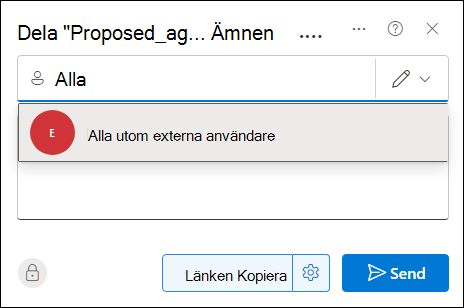 Dela ett dokument med alla med dialogrutan Dela
