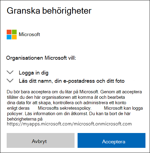 Fönstret Behörighet för extern delning i OneDrive.