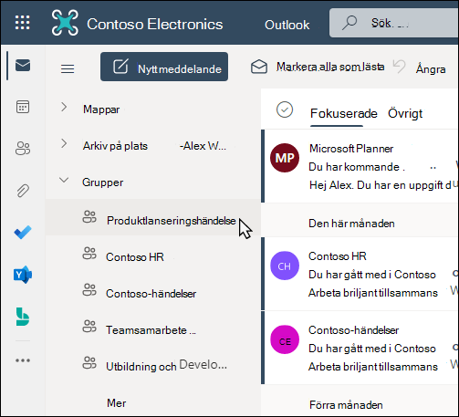 Microsoft 365-grupper i Outlook