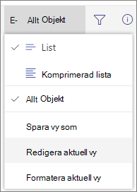 Menyn Växla vyalternativ