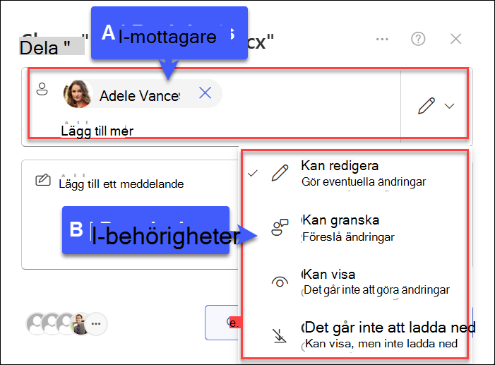 skärmbild av delat med specifika personer