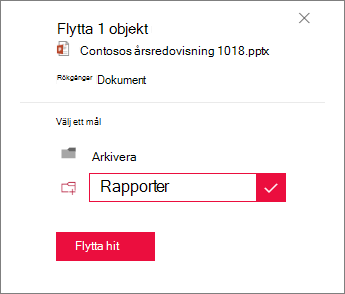 Skapa en ny mapp att flytta till