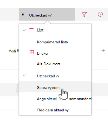 Klicka på Spara som för att spara den uppdaterade eller nya vyn