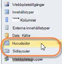 Huvudsidor i SharePoint 2010