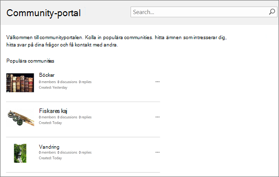 Exempel på en community-portal