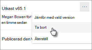 Kommandot Ta bort version