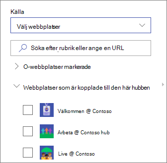 Välj webbplatser