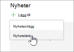 Lägga till en nyhetslänk från en webbdel för nyheter