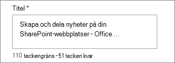 Lägga till en rubrik för nyheten