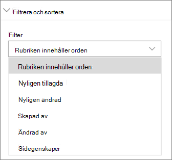 Nyheter – filtrera och sortera
