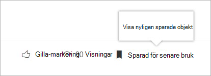 klicka för att visa panelen med nyligen sparade objekt