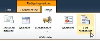 Klicka på Fler webbdelar