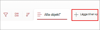 Skärmbild av kommandot Lägg till vy i kommandofältet.