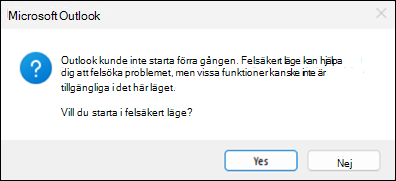 klassiskt fel i felsäkert läge i Outlook
