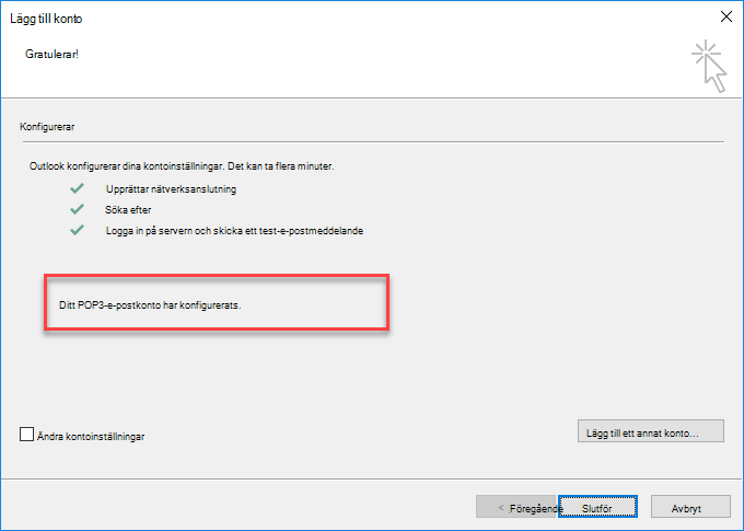 Outlook – lägga till ett POP-konto