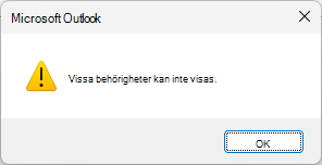 Fel vid behörighet i delad kalender i Outlook