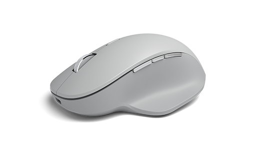Sidovybild av Surface Precision Mouse lutad åt sidan.