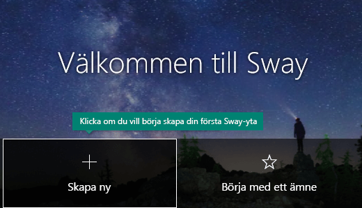 Knappen Skapa ny på sidan Mina Sway-ytor