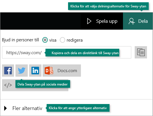 Delningsalternativ i Sway