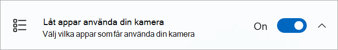Växlingsknappen för kameradelning är aktiverad i inställningarna för Windows-enheten.
