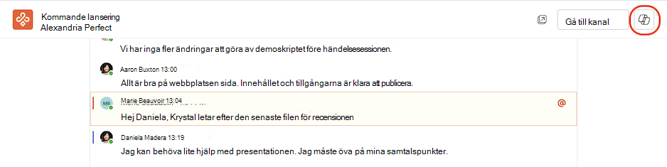 Komma åt Copilot från en avancerad kanalvy