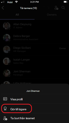 Gör teamägare i iOS