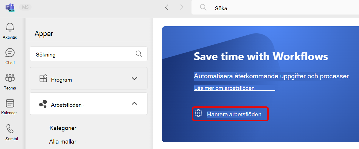 hantera arbetsflöden
