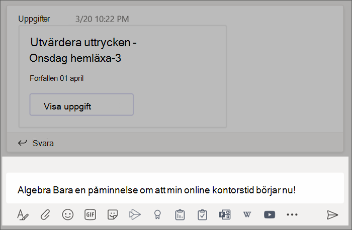 Ett inlägg som skrivits i skrivrutan.