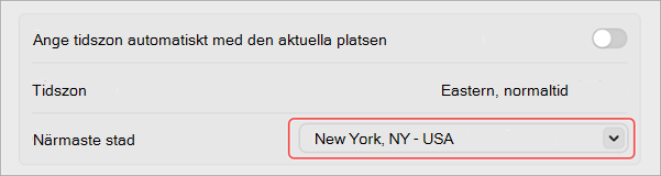 Inställningar för att ändra tidszon i MacOS