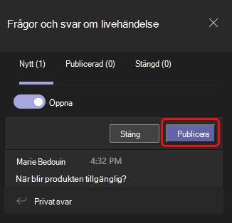 Fliken Nytt är den första fliken