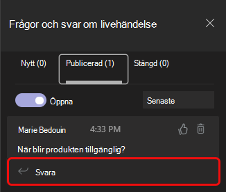 Fliken Publicerad är den andra fliken