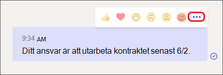 Realistiskt meddelande med menyn Fler alternativ markerad.