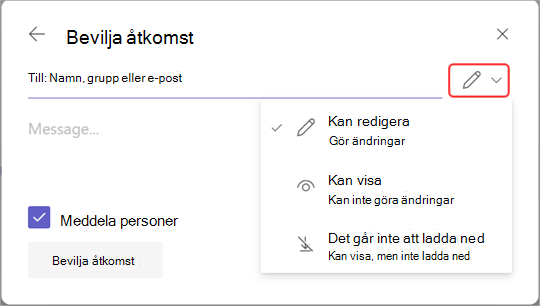 Bild med redigeringsikonen markerad för att hantera inspelningsåtkomst.