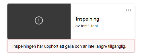 Skärmbild som visar en inspelningsmarkör som anger att inspelningen har tagits bort permanent.