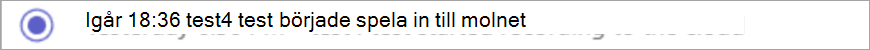 Skärmbild av ett startmeddelande för inspelning.