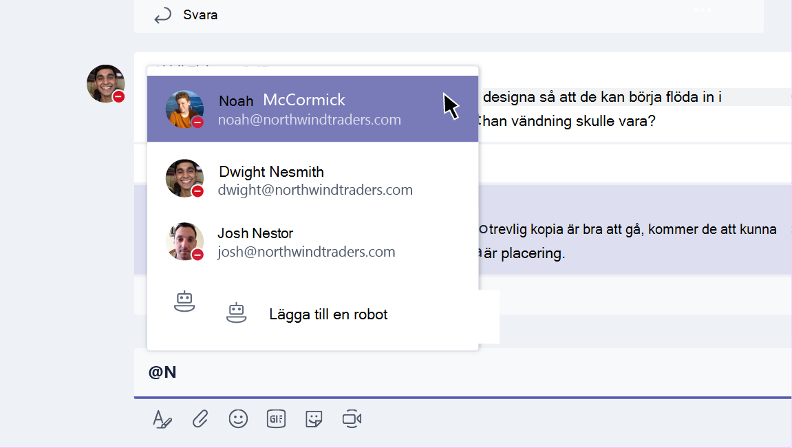 @mention med föreslagna personer