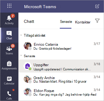 En elev privat chattar i Teams