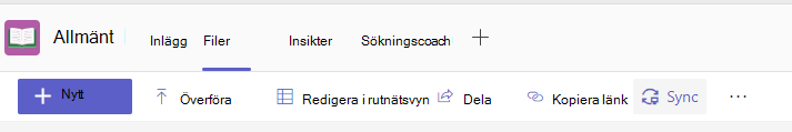 Knappen Synkronisera på fliken Filer