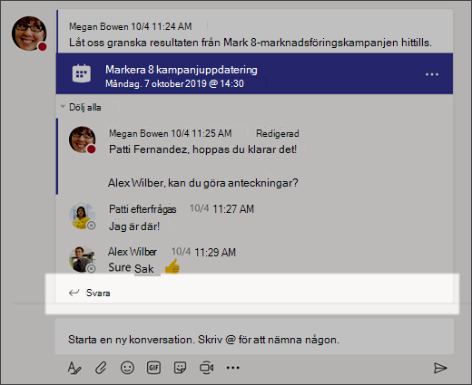Svara på en konversation