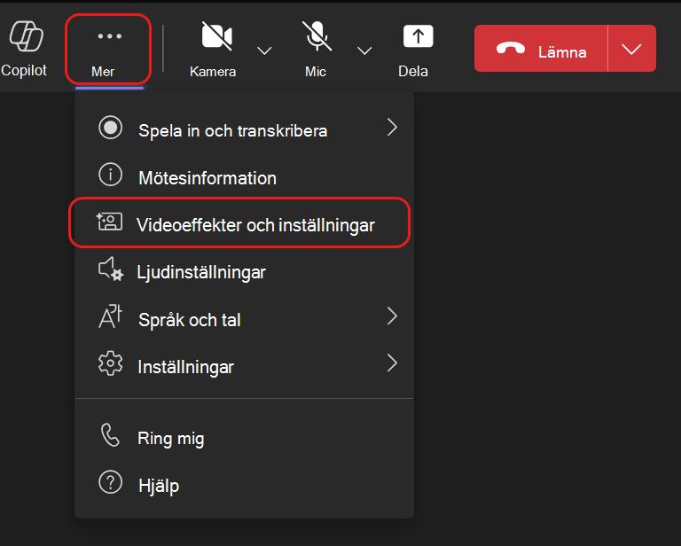 Avatarer menyraden finns under Mer ...
