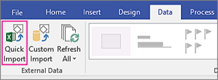 Fliken Data, knappen Snabbimport