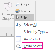Klicka på Lassomarkering i gruppen Redigering på fliken Start.