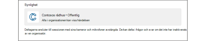Information om allmänna möten visar banderollen som deltagarna ser