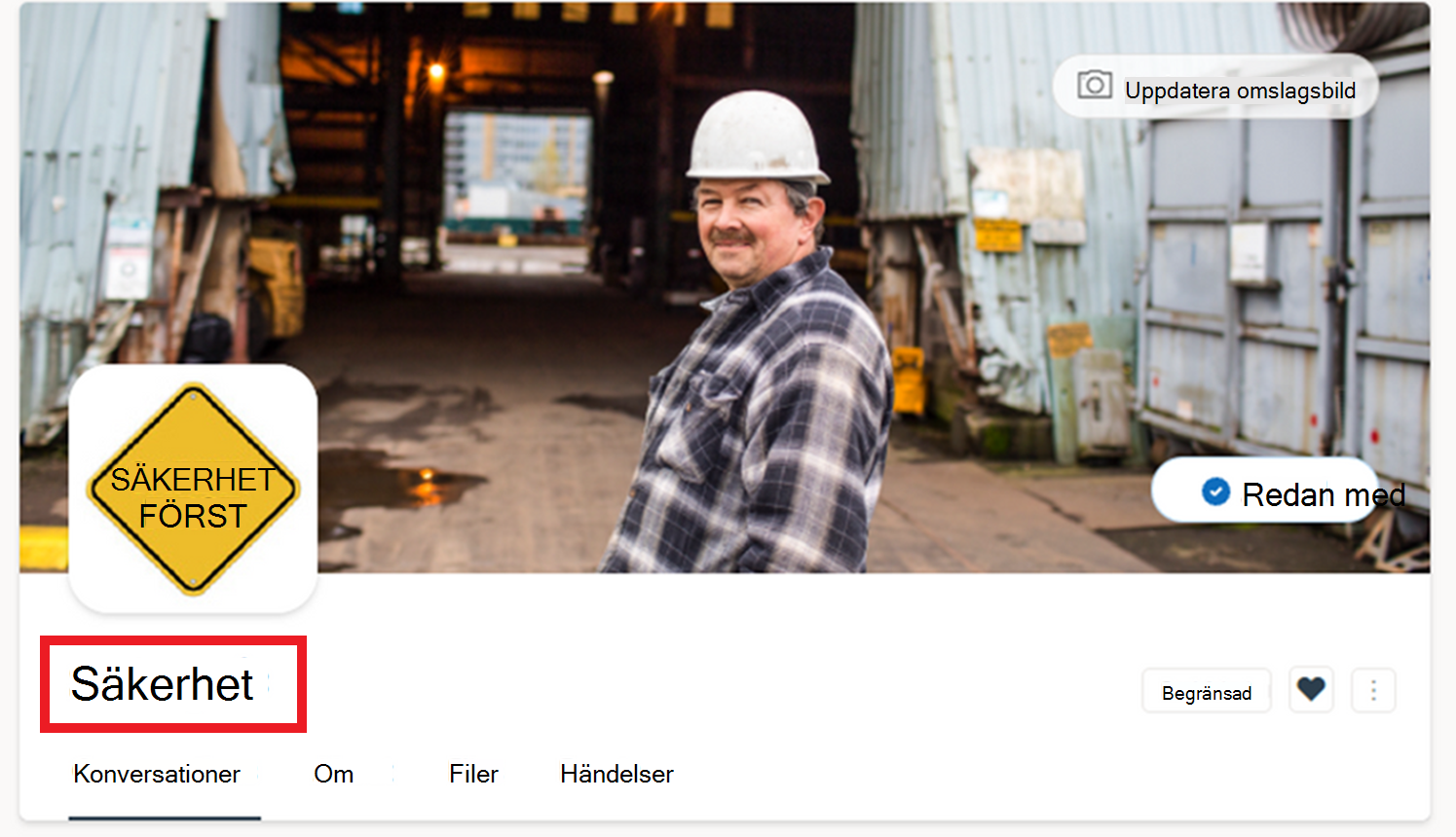 Bild av en Yammer-community som visar ett officiellt community-märke