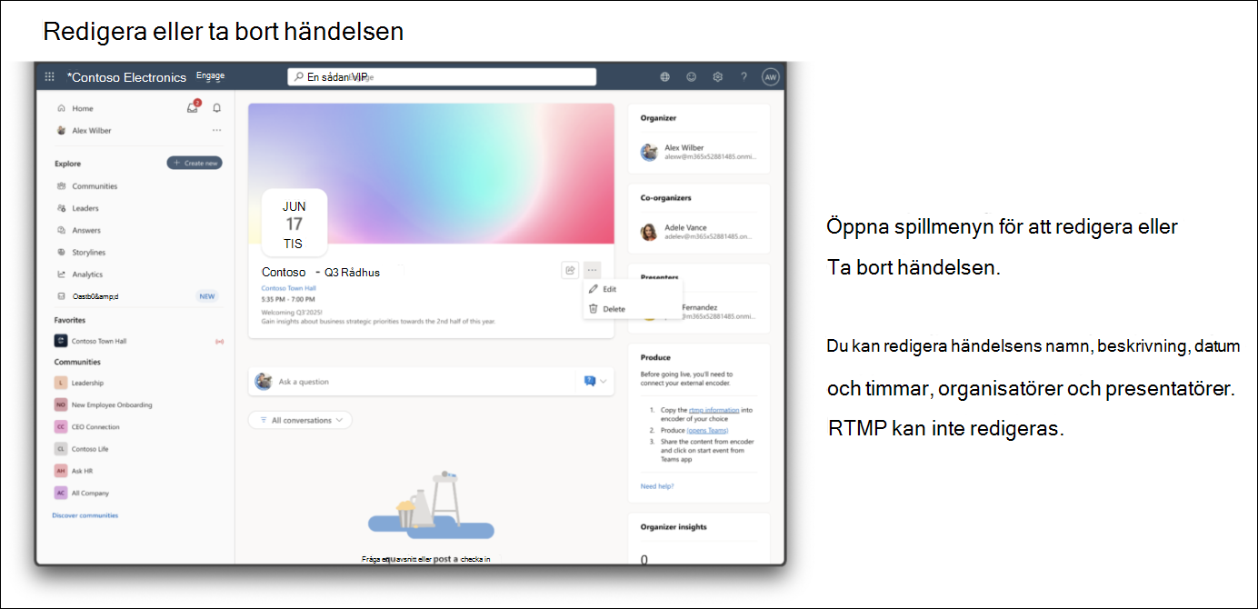Redigera eller ta bort en händelse.