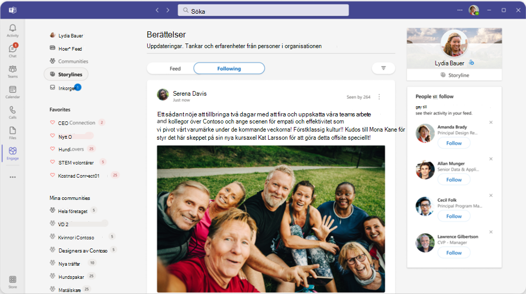Öppna handlingen i Viva Engage
