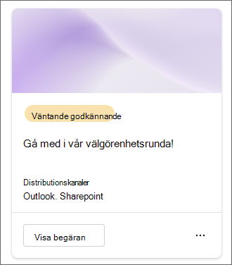 Skärmbild av en publikation med status Väntar på godkännande.