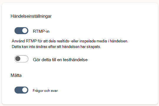 Inställningar för Real Time Messaging Protocol