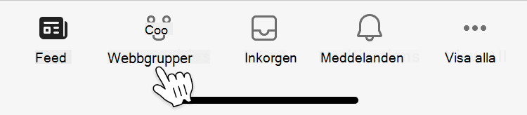 Bild av mobilgränssnittet för communitynavigering