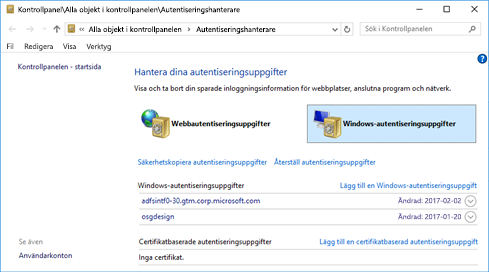 Autentiseringshanteraren i Windows